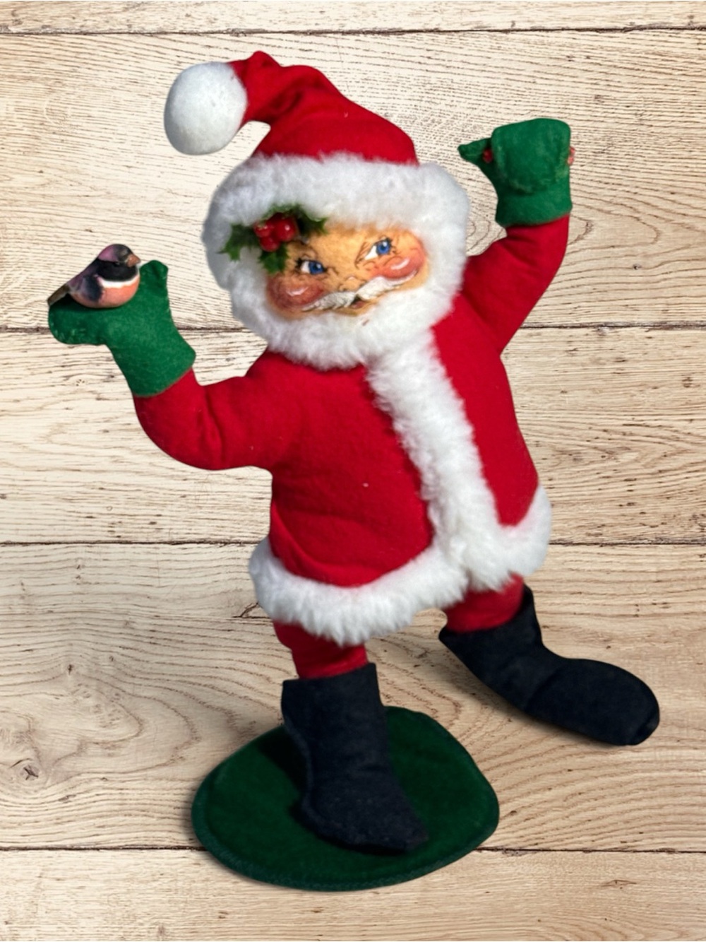 Vintage Annalee Mobilitee Santa 8” Bird Christmas Doll Poseable USA